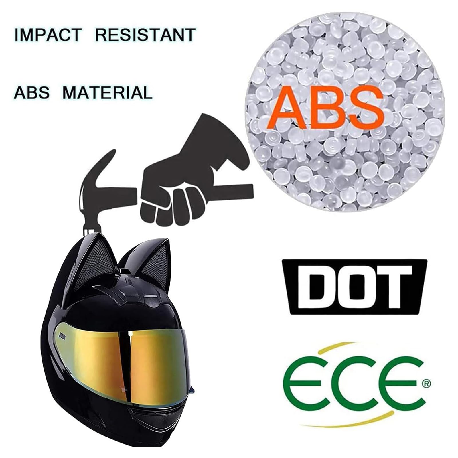 Casco Moto Integrale Uomo Dot/ECE Omologato Casco Donna Adulto Visiera Orecchie di Gatto Casco Motocross Casco Moto Scooter Helmets