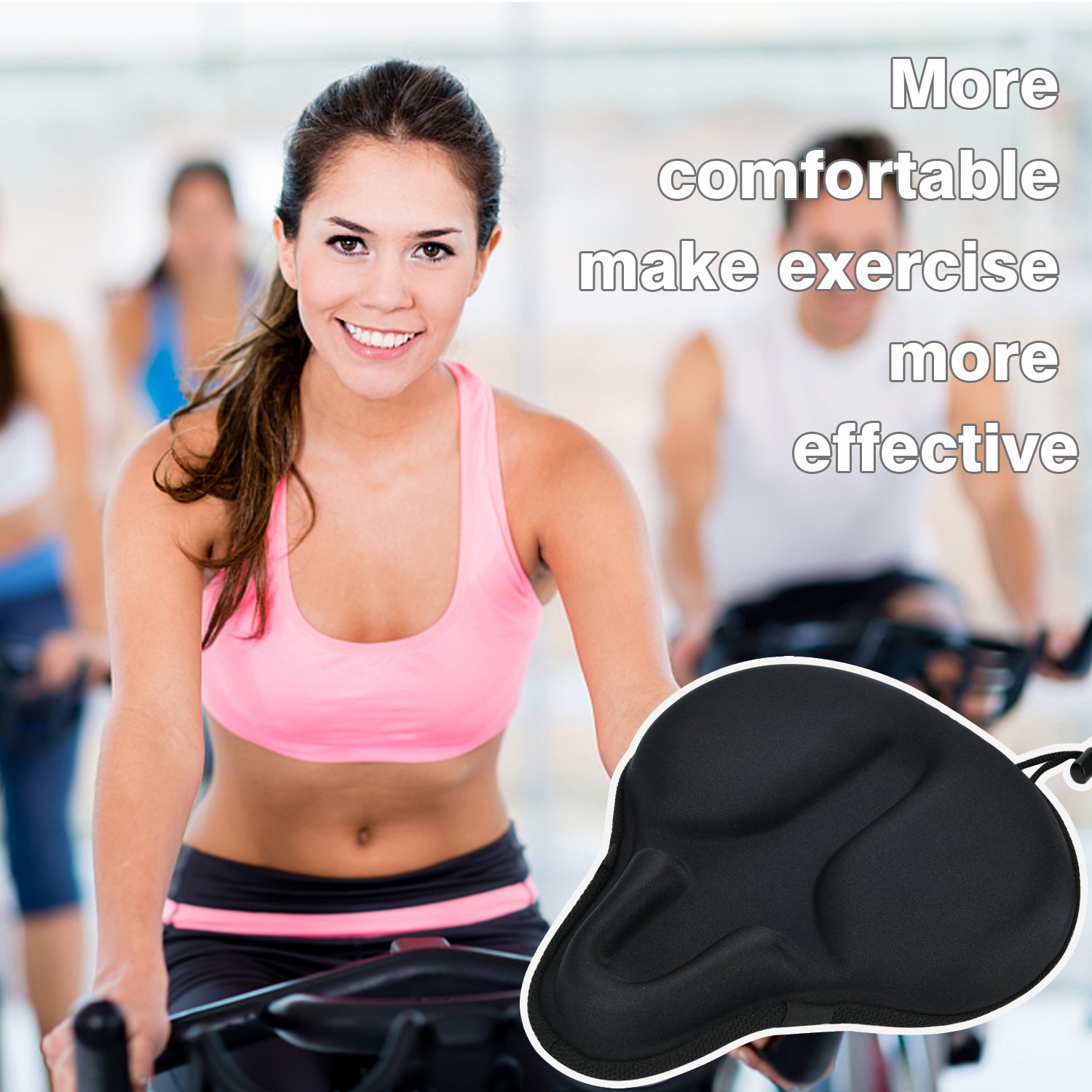 DAWAY Comfortable Exercise Bike Seat Cover C6 Large Wide Foam & Gel Padded Bicycle Saddle