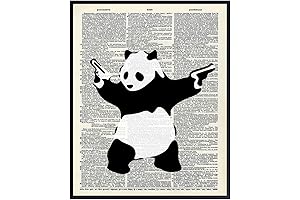 Banksy Shooting Panda Graffiti Print: 8x10 Wall Art for Urban Decor