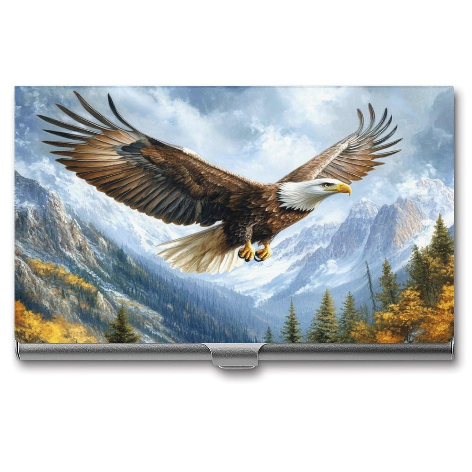 zxxpensy Soaring Eagle Business Card Holder, Pocket Slim Portable Metal Business Card Case for Women Men