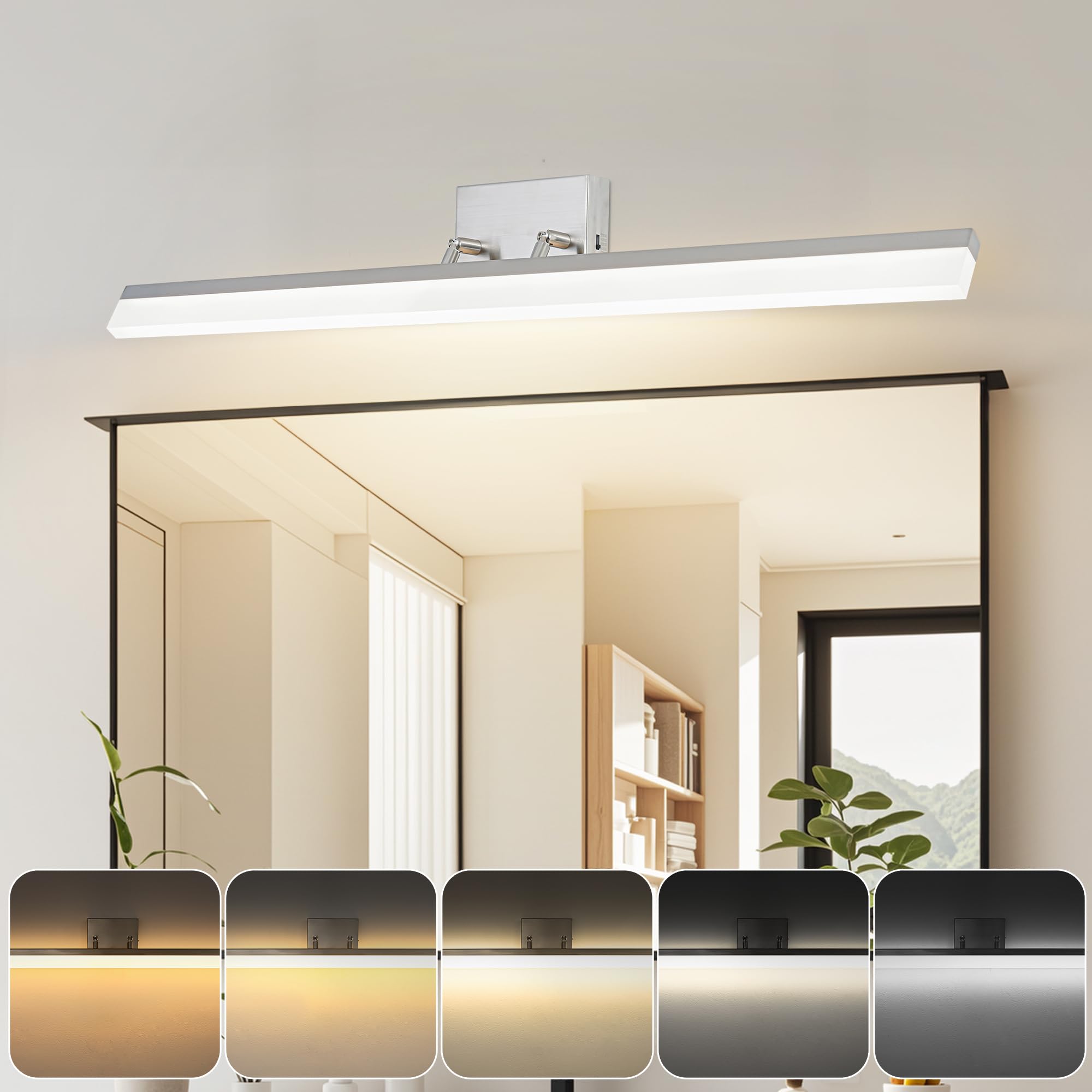 HUMHOLD 36 inch Bathroom Vanity Light, 5CCT LED Modern Bathroom Light Fixtures Over Mirror, Dimmable 36W 2700K-5000K Makeup Vanity Lighting Fixture,