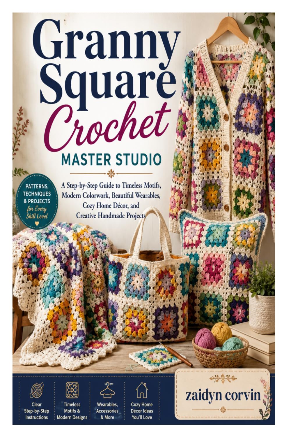 Granny Square Crochet Master Studio: A Step-by-Step Guide to Timeless Motifs, Modern Colorwork, Beautiful Wearables, Cozy Home Décor, and Creative Handmade Projects