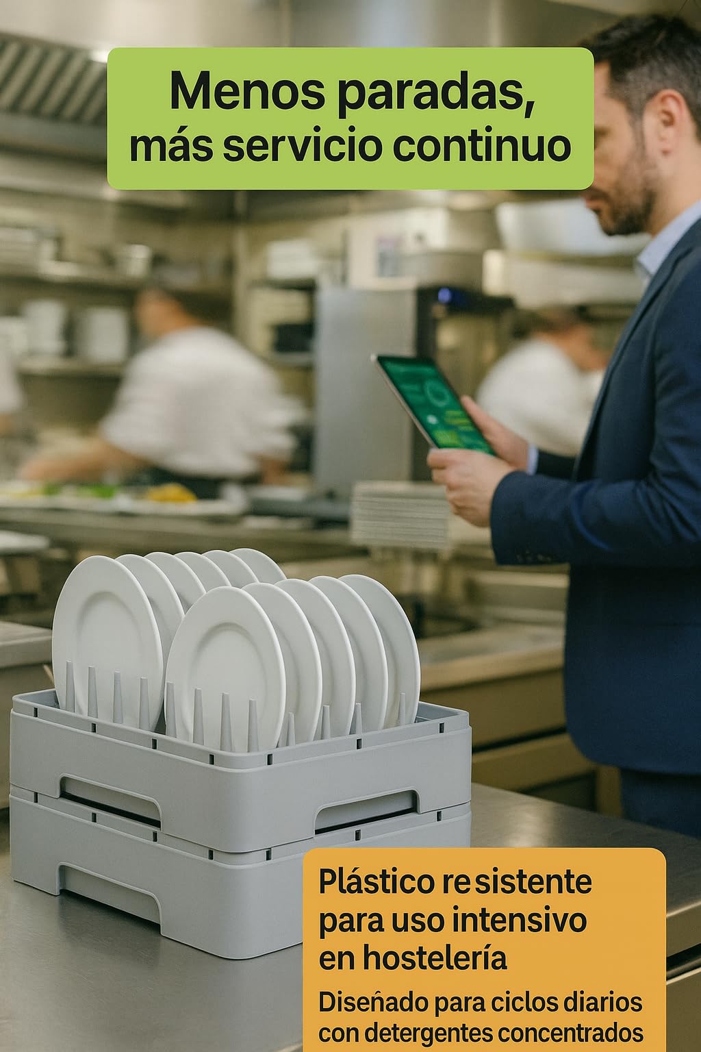 Cesto Lavavajillas Industrial Platos 450x450x106mm Plastico Cerrado Rack Profesional Hosteleria Cesta Platos 14 Unidades 91LV89405 Accesorio Lavavajillas Universal