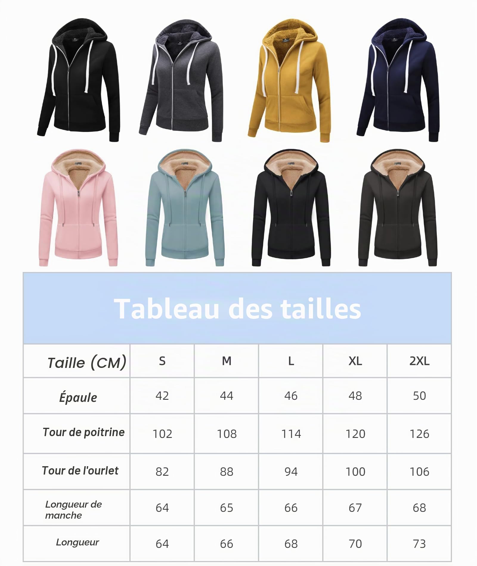 GEEK LIGHTING Sweat à Capuche Femme Polaire Chaud Veste Femme Chic et Elegant Sweatshirt à Capuche Femme Zippé Veste Hoodie Jacket Chaud Automne Hiver S-2XL