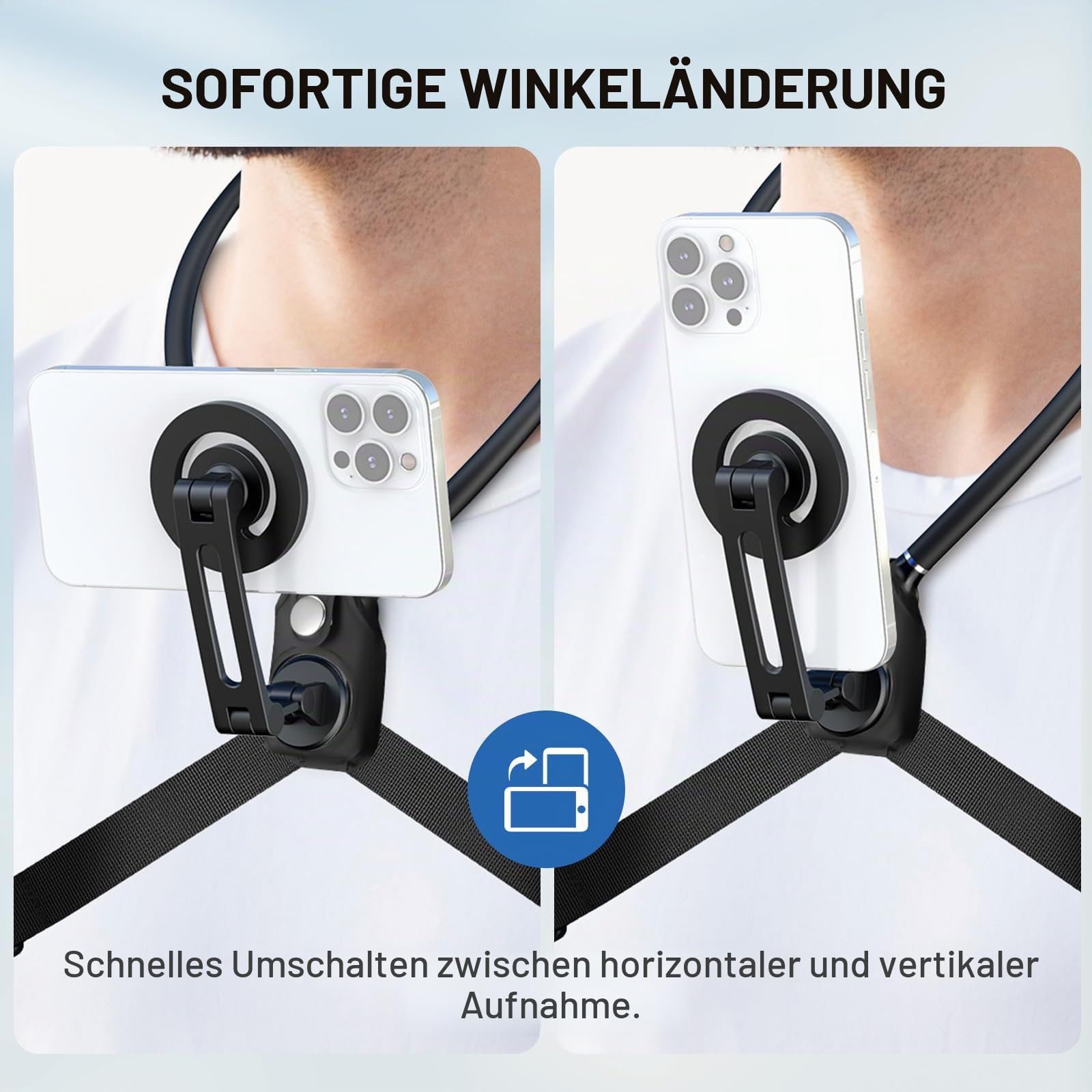 NEEWER Magnethalterung für Action Kameras & Smartphones freihändige Halterung für den Hals mit Brustgurt kompatibel mit GoPro DJI Insta360 iPhone Smartphone Halterung für POV Vlog Videoaufnahmen GP26