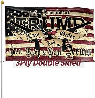 Tump 2024 Flag Double Sided 3x5 Outdoor 2nd Amendment Flag Heavy Duty 3 Ply Polyester Tump Law & Order 2nd Amendment Guns American Flag with Brass Grommets Vibrant Color and UV Fade Resistant