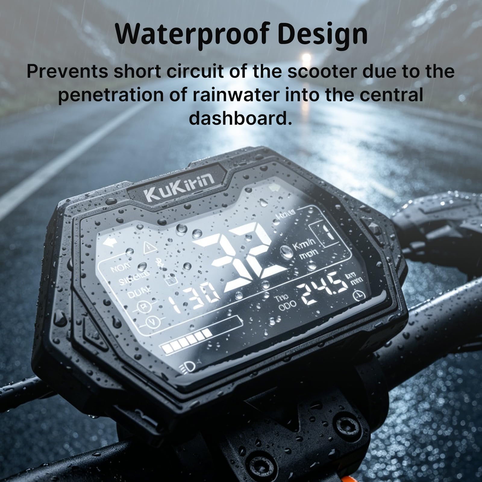 Écran LCD intégré Compatible avec la Trottinette Kukirin G2 Master, Compteur de Vitesse avec connecteur 7 Broches, Panneau de Commande et Moniteur d'affichage numérique