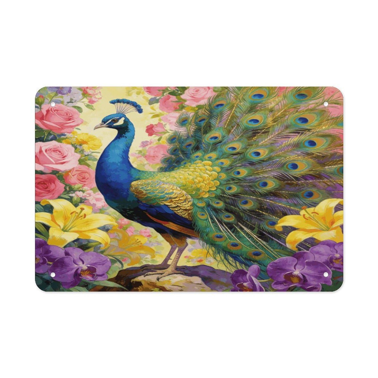 Fodpand Style Flowers And Feathers Wall Art Metal Tin Signs Bar Metal Tin Sign Wall Decor For Home Living Room Bedroom Toilet Hotel Halloween Decor Gifts 7.9X 11.8 Inch