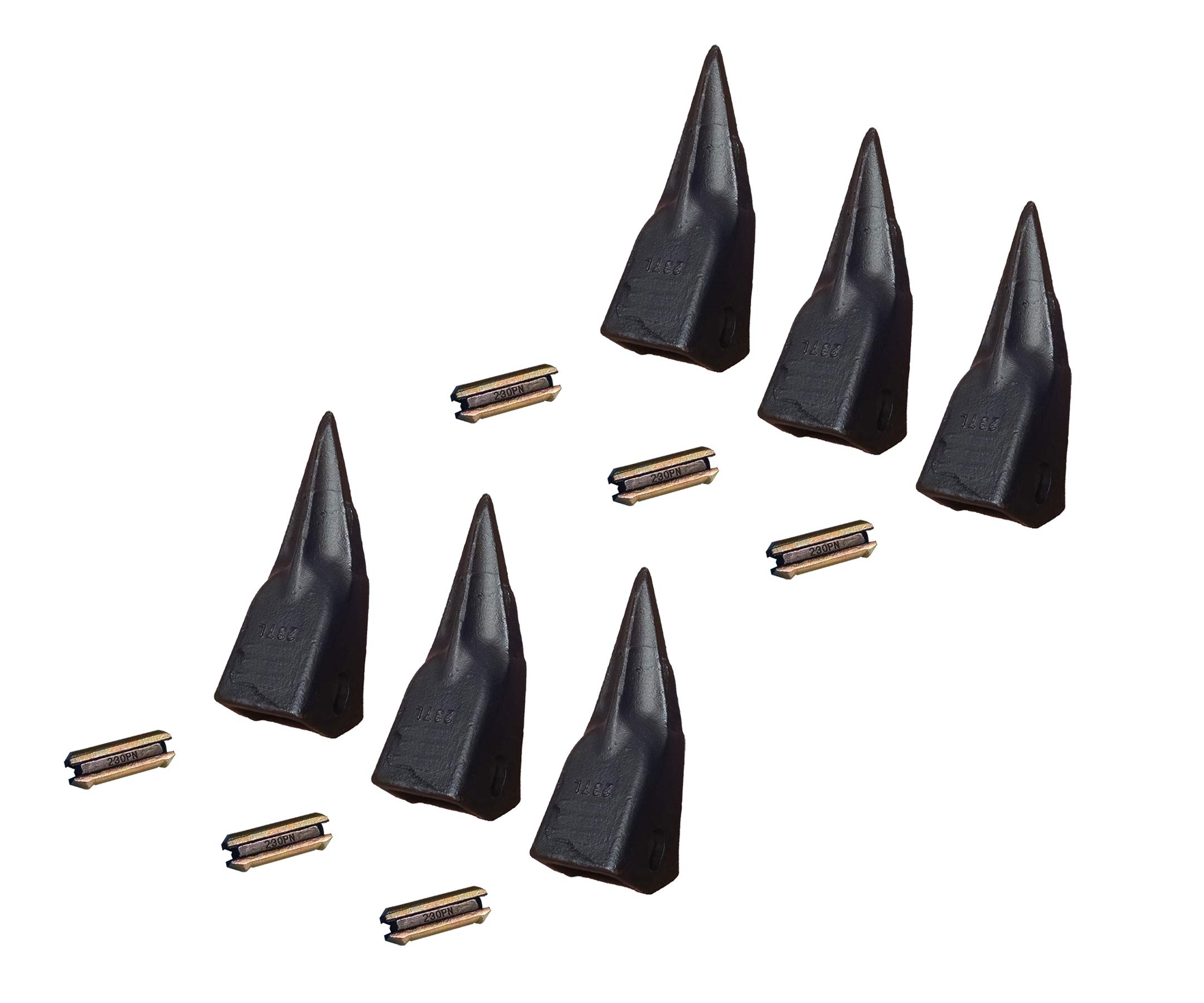 Backhoe/Excavator Tiger Rock Bucket Teeth with Pins - 230TL, T230L, T23P, 230PN (6)