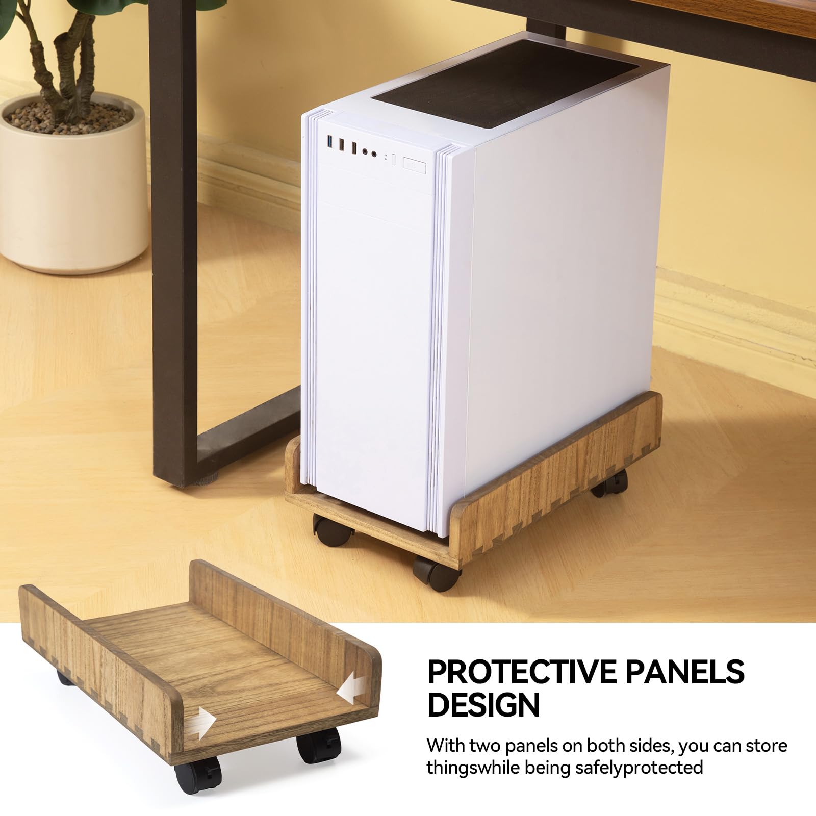 KIRIGEN CPU Standard PC Trolley ATX Enclosure Computer Tower Desktop Casing, Mobile Trolley Holder with Lockable Casters Nature KIRIGEN CPU Standard PC Trolley ATX Enclosure Computer Tower Desktop Casing, Mobile Trolley Holder with Lockable Casters Nature