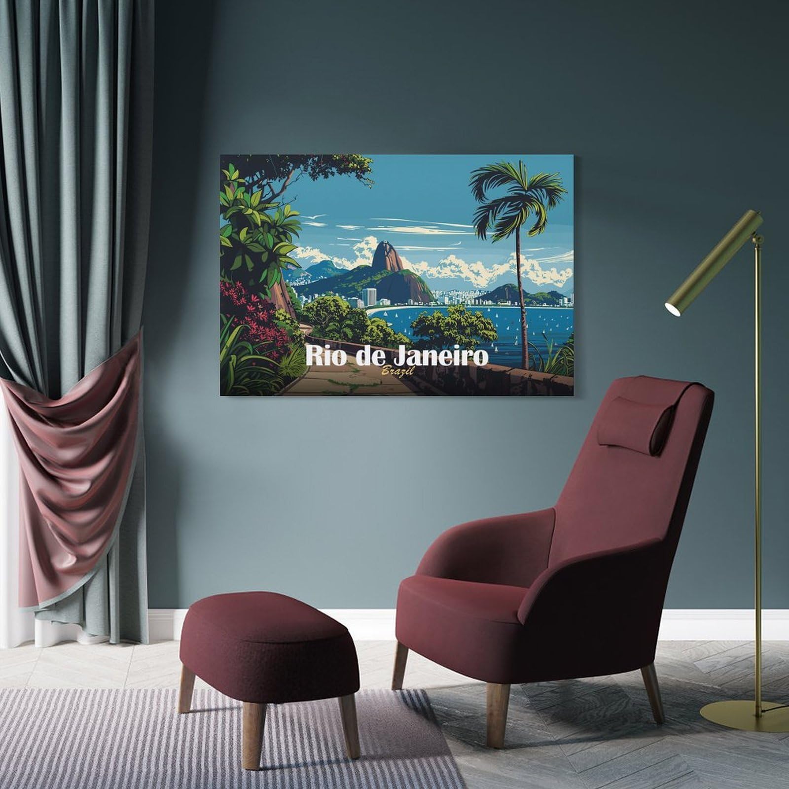 Junmoney Rio De Janeiro Landscape Decorative Canvas Print, 20x30inch(50x75cm), for New Home Styling, Lounge Or Bedroom, Wall Decor with Flexible Room Appeal
