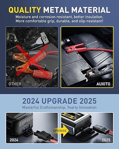 Miniatura 5 de AUXITO Arrancador de 6000 A, batería de coche de 12 V, hasta todo el motor diésel de gasolina y 12L con pantalla LED, caja de salto portátil con 3