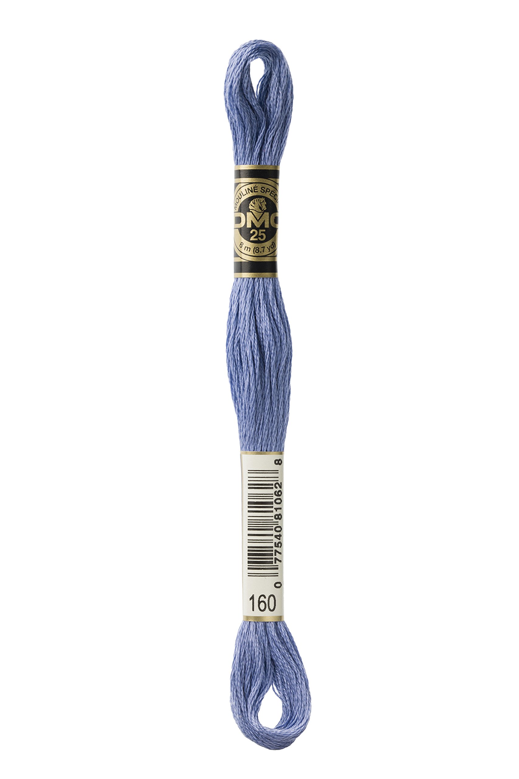 DMC 117-160 Mouline Stranded Cotton Six Strand Embroidery Floss Thread, Medium Grey Blue, 8.7-Yard