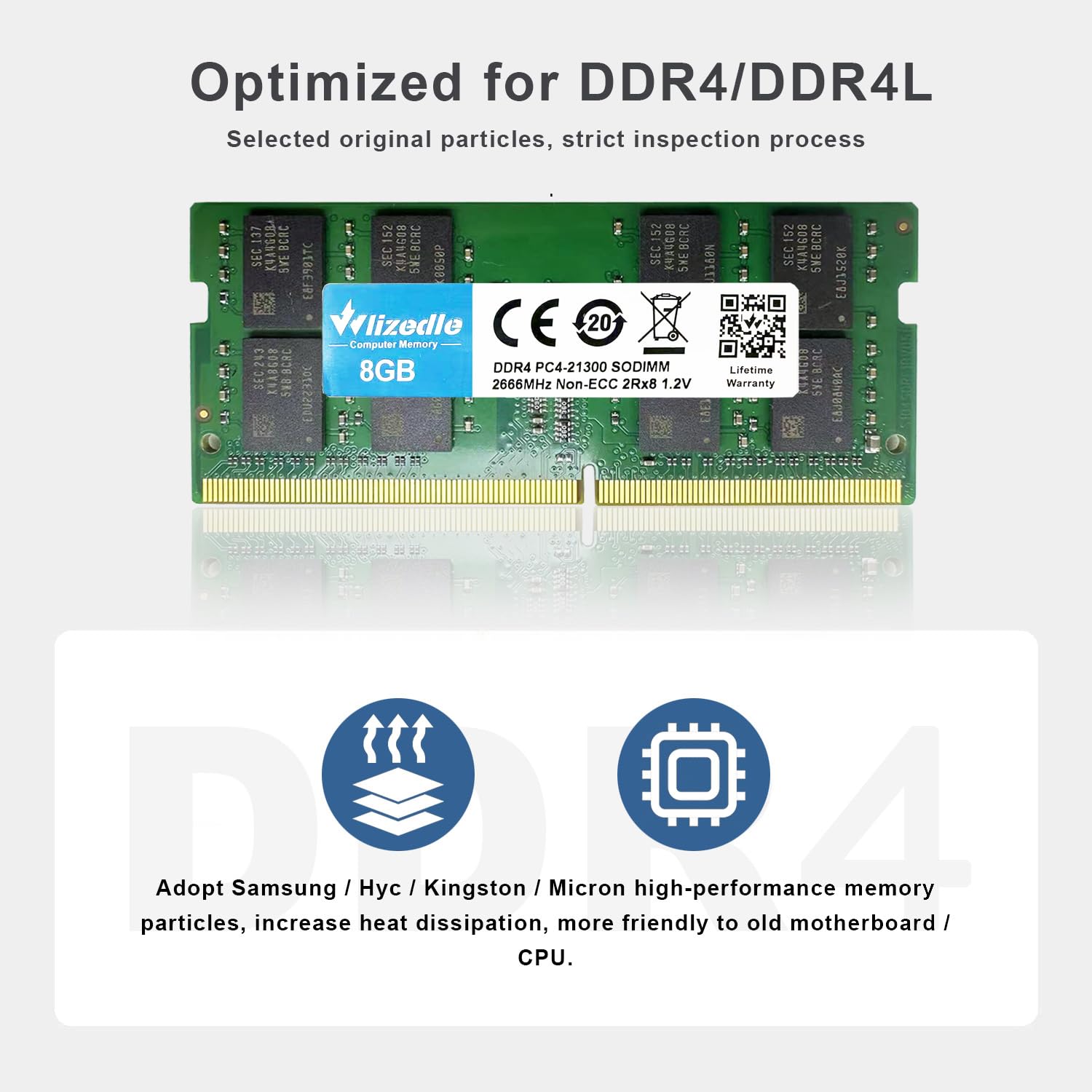 DDR4 2666MHz Laptop Memoria RAM 16GB Kit (2x8GB) CL19 SO-DIMM Modulo di Memoria PC4-21300 260-Pin 1.2V Non-ECC 2Rx8 Upgrade Notebook Memory per Computer Portatile, Verde