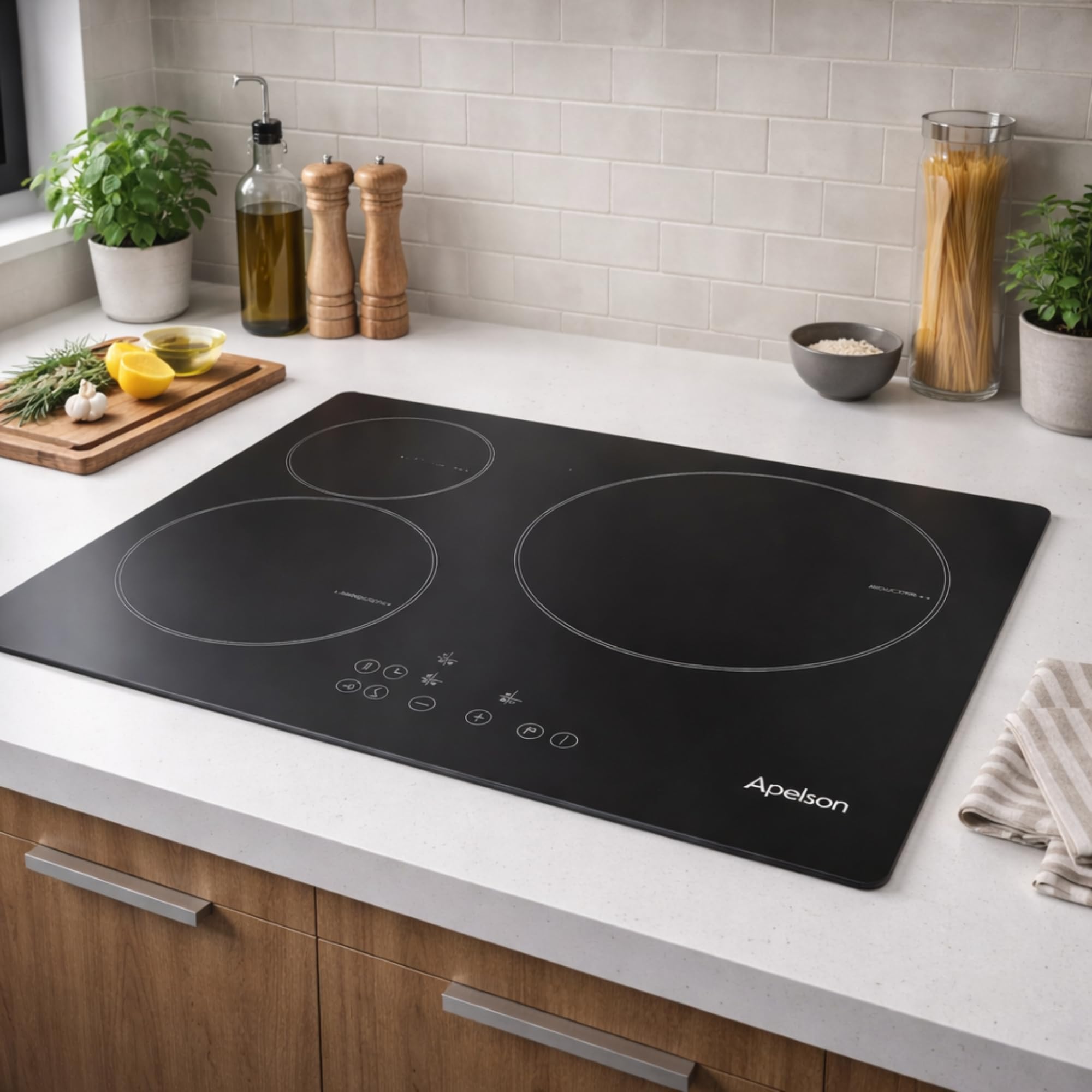 CATA Placa de Inducción AIT 3602,60 cm, 3 Zonas de Cocción con Booster, Zona XL de 28 cm, Control Táctil, 9 Niveles de Potencia, Quick Fix, Bloqueo Infantil y Gestión de Energía, Negro