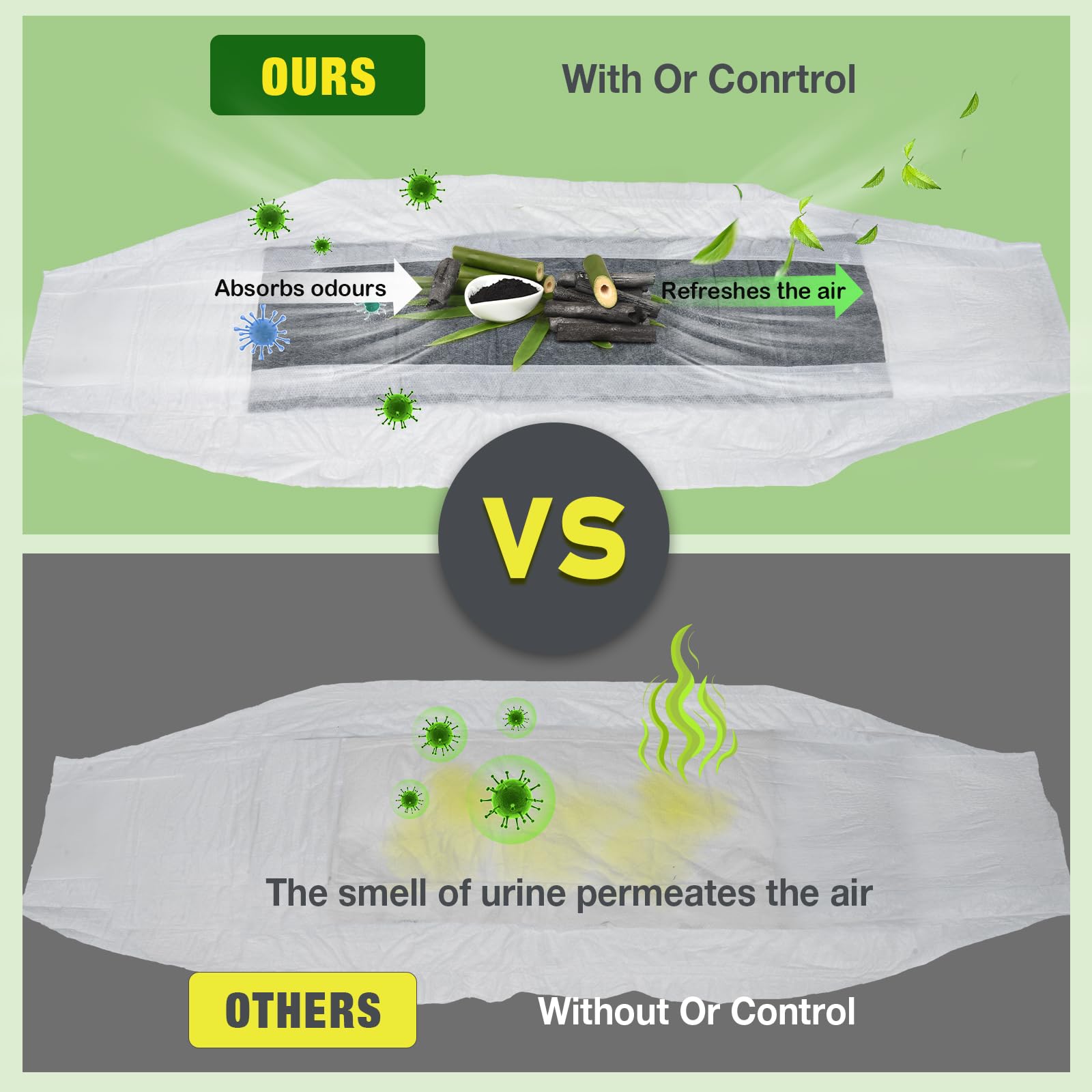 Flying Paws Pannolini per cani maschi, M-24 usa e getta con carbone attivo, neutralizzazione degli odori, pannolini morbidi e traspiranti, pantaloni per incontinenza per cuccioli M-24 Count