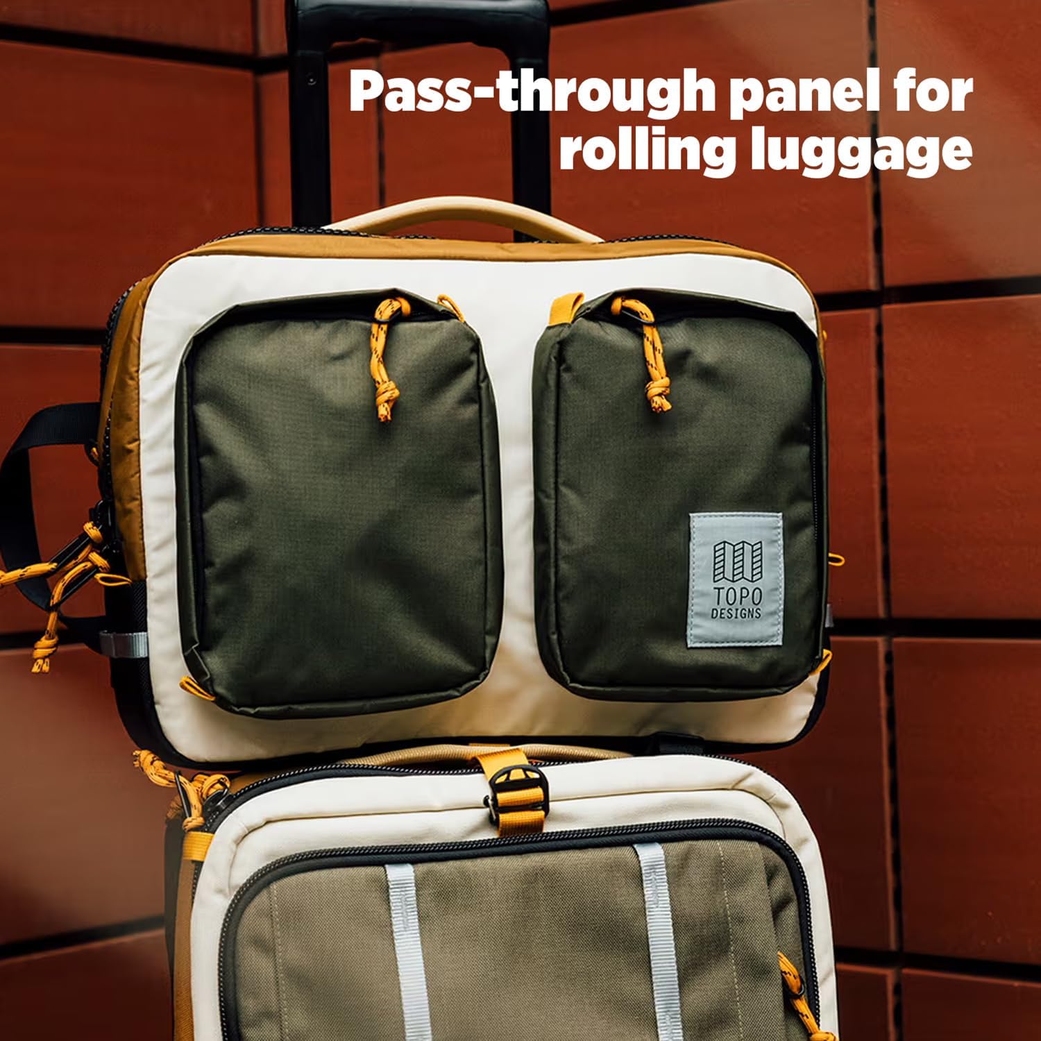 Topo Designs Global Briefcase - Bold Daily Carry Bag, Commute + Travel Pack, Personal Item Compliant, Laptop Sleeve, Removable Adjustable Shoulder Strap, Stowable Backpack Straps (Eco-Friendly/Navy)