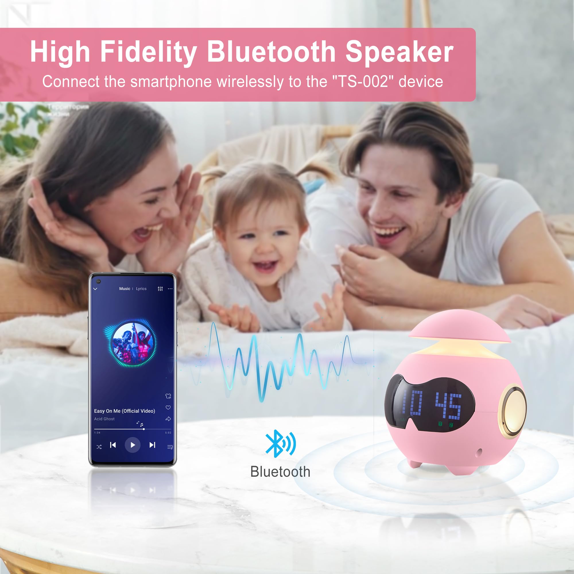 Kids Clock IHoo Sleep Trainer With Color Lights Emojis (Green