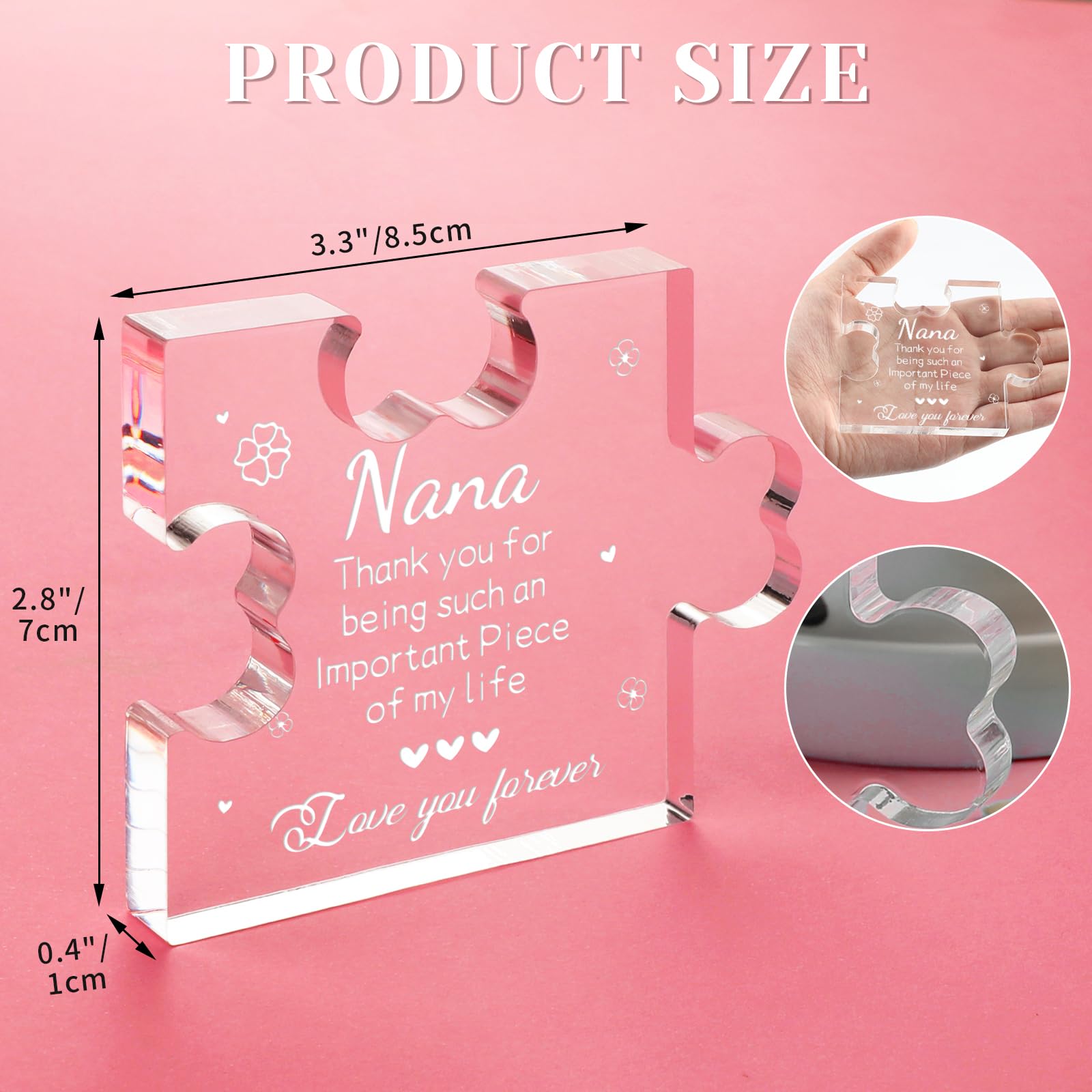 Funnli Nana Gifts Acrylic Plaque, Nana Mothers Day Gifts - Christmas Anniversary Mothers Day Birthday Gifts for Nana Grandma Grammy Grandmother 3.35 x 2.76 Inch Desk Decorations