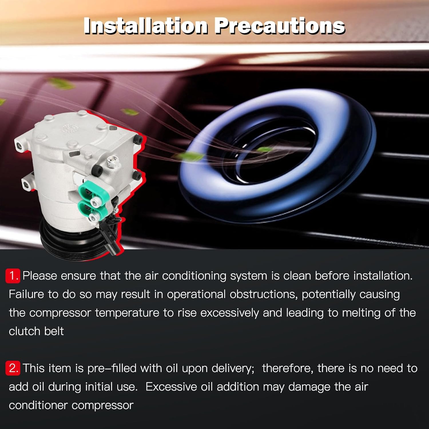 cciyu Air Conditioning Compressor Fit for Hyundai Accent 1.6L 2001-2005 AC Compressor Pump