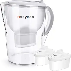 Hskyhan Jarra de filtro de água alcalina – 3,5 litros melhora o pH, 2 filtros incluídos, livre de BPA, sistema de filtragem de 7 estágios para purificador, branco