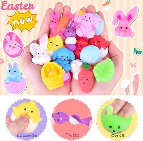 Miniatura 3 de LEEHUR 30 piezas de huevos de Pascua prellenados con juguetes esponjosos Mochi de animales para aliviar el estrés, juguetes de dedos coloridos