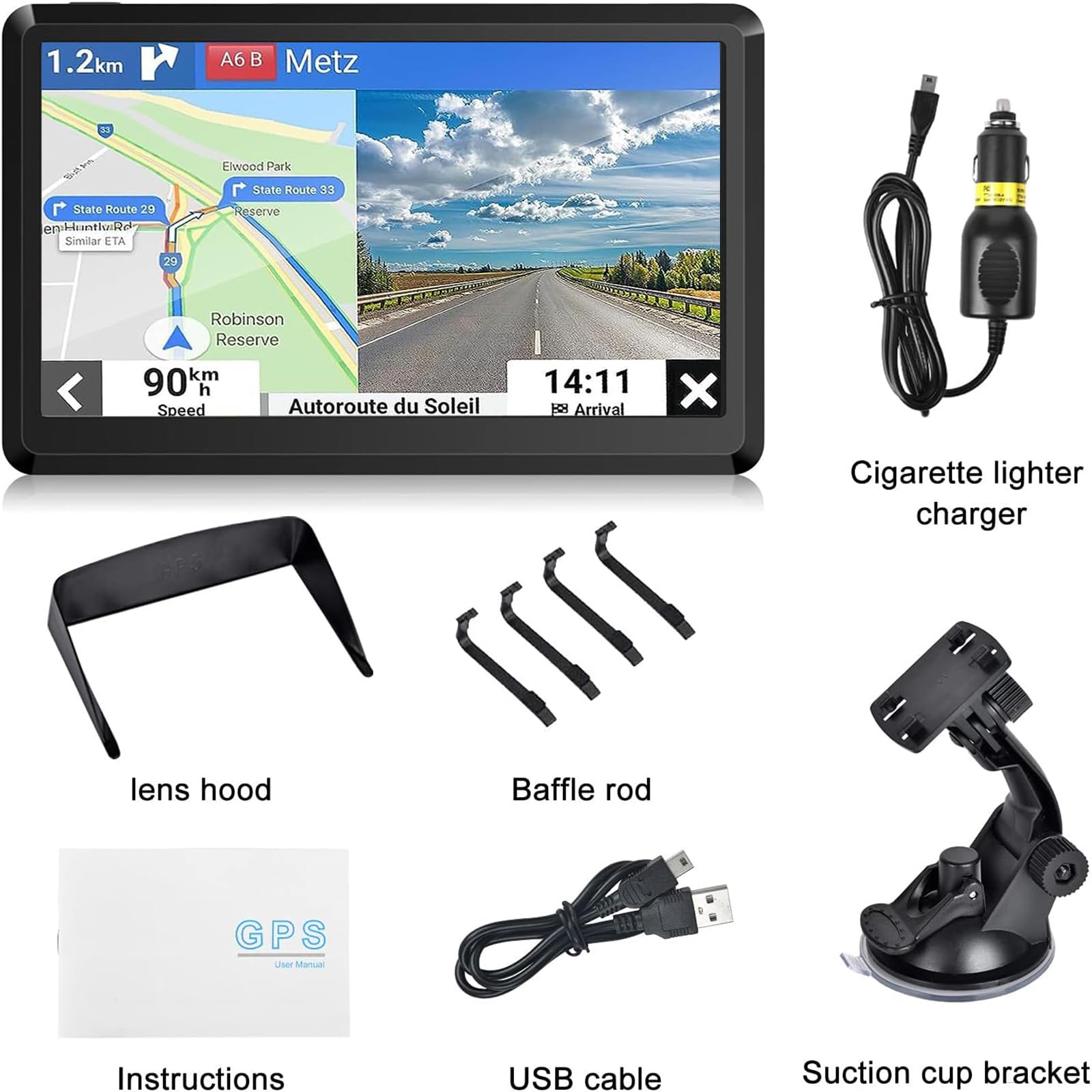 GPS Bluetooth Navigatore Satellitare per Auto, 7 Pollici 2023 Navigatore Satellitare per Camion con Bluetooth, Avviso Traffico Vocale, Aggiornamenti Gratuiti Delle Europa Mappa a vita