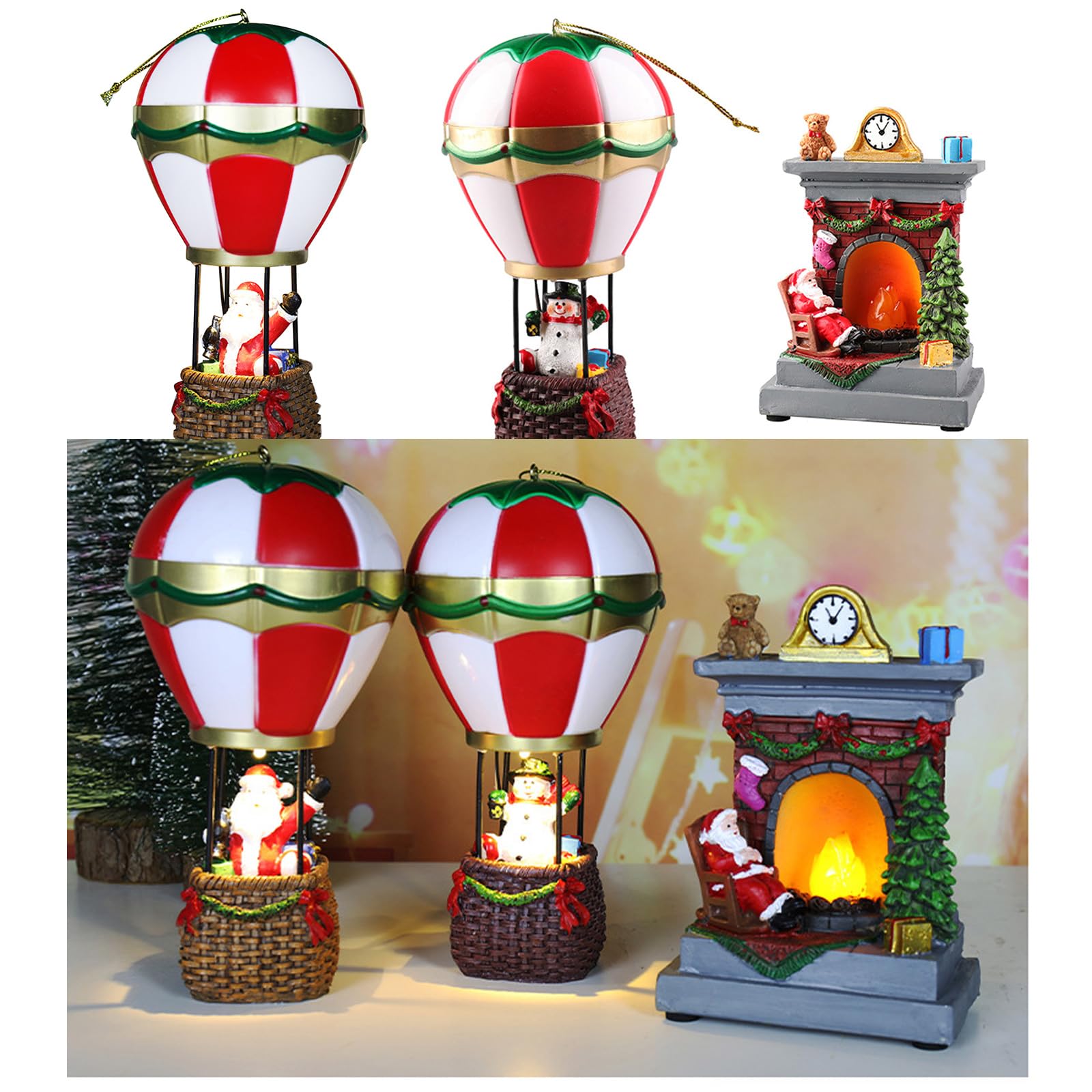 Ornement Mural Acrylique 2D Père Noël En Montgolfière - Décoration De Noël Pour Intérieur/extérieur - Accroche Lumière