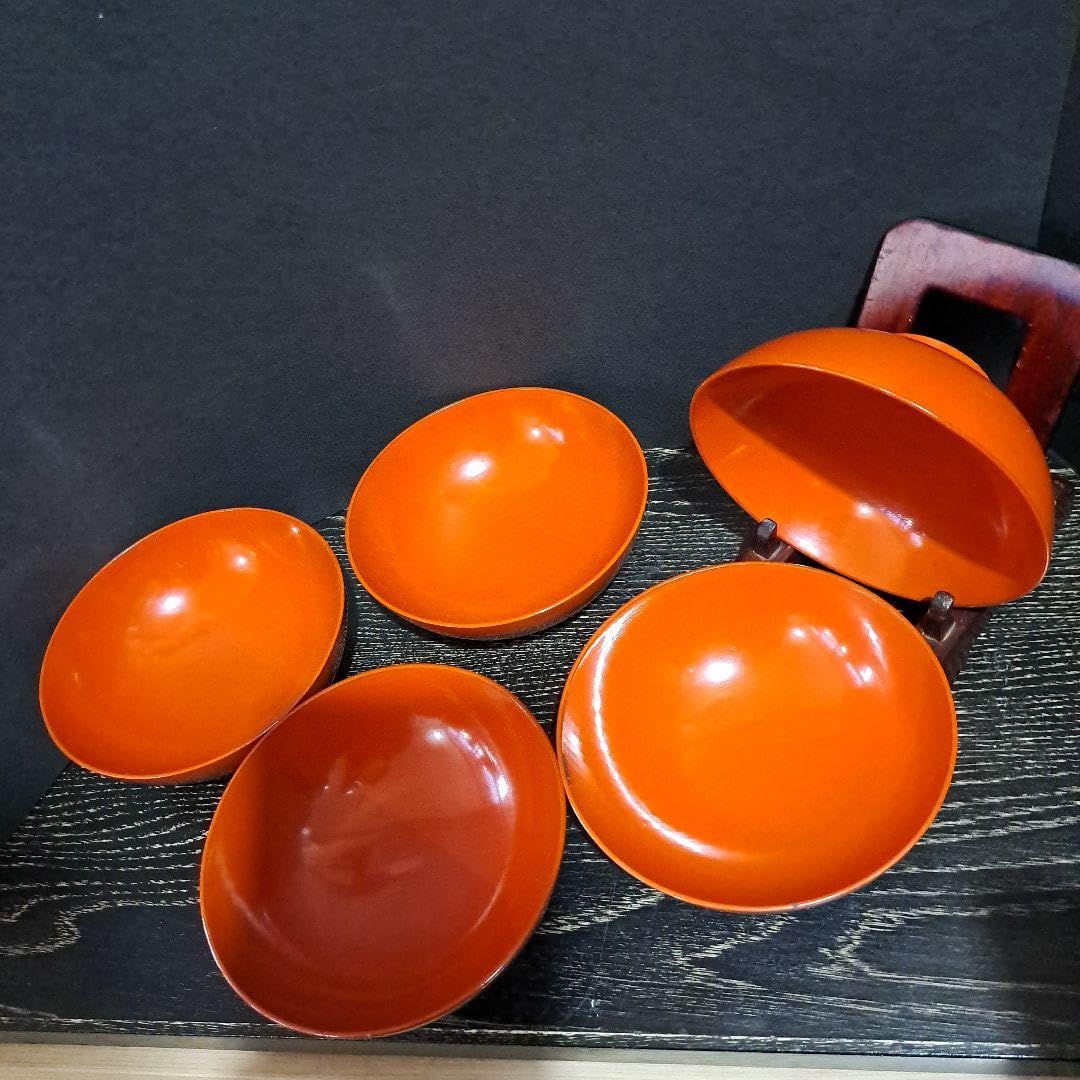 ○栄○輪島 本金蒔絵 研ぎ出し 楼閣山水図 木製 椀 8客 茶