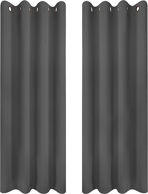 Utopia Bedding Blackout Curtains Grommet 2 Panels [Grey, 46W x 72L Inches] Thermal and Sound Insulated Drapes for Bedroom and Living Room (117x183 cm)