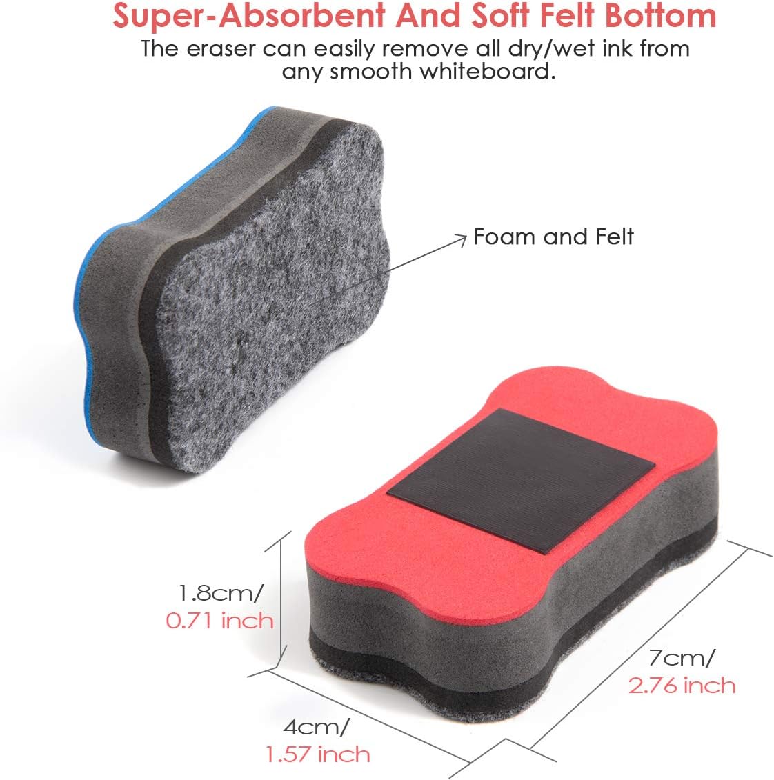 Dry Erase Erasers, Whiteboard Erasers, Magnetic Dry Erase Erasers for Kids, Dry Board Erasers Office, Chalkboard Cleansers for Home Classroom School (4 Pack) : Office Products