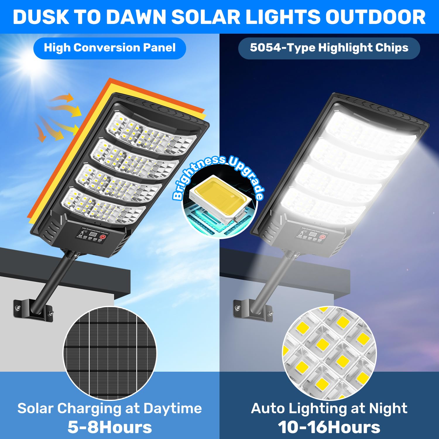 LEKIA Solar Lights Outdoor, 6500K Super Bright Solar Street Lights Outside Dusk to Dawn with Motion Sensor and Remote Control - Image 2
