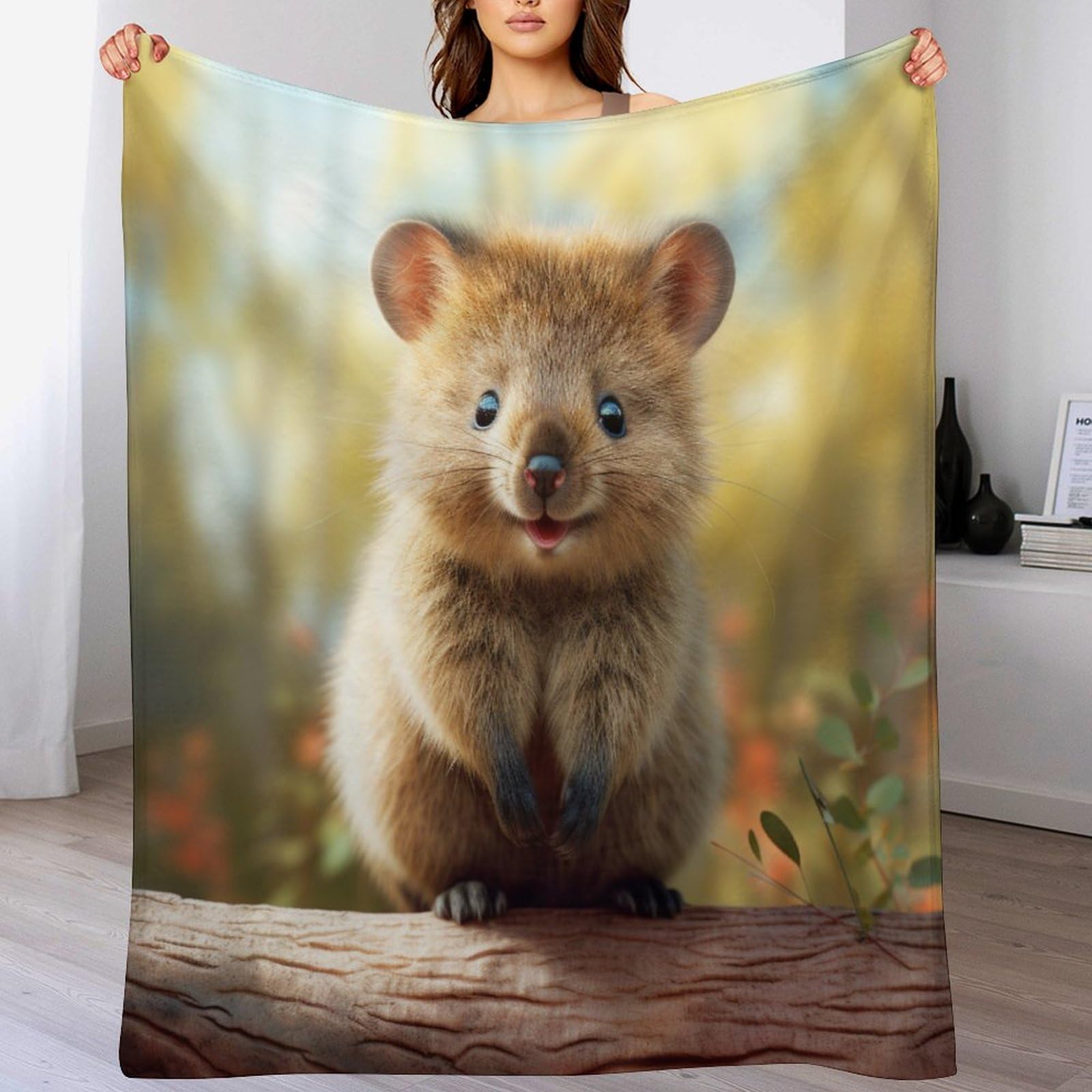 Quokka Throw Blanket Kids Boys Girls Throws Printed Fluffy Soft Cozy Plush Blankets for Couch Bed Sofa （100×130cm）