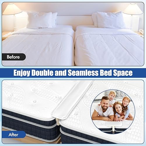 Miniatura 6 de GOFLAME Kit convertidor de puente de cama individual a King de 9 pulgadas de ancho, kit de conector de colchón con correa ajustable, relleno de