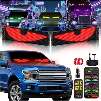 2PCS Devil Eyes Light For Windshield, 23"x5" LED Eyes Dual Screen 100% Sync, App/Remote Control, Custom Text & Graphics LED Light Sign for Car Truck SUV RV