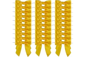 7Rainbows Yellow Gold Satin Ribbon Twist Tie Bows for Gifts