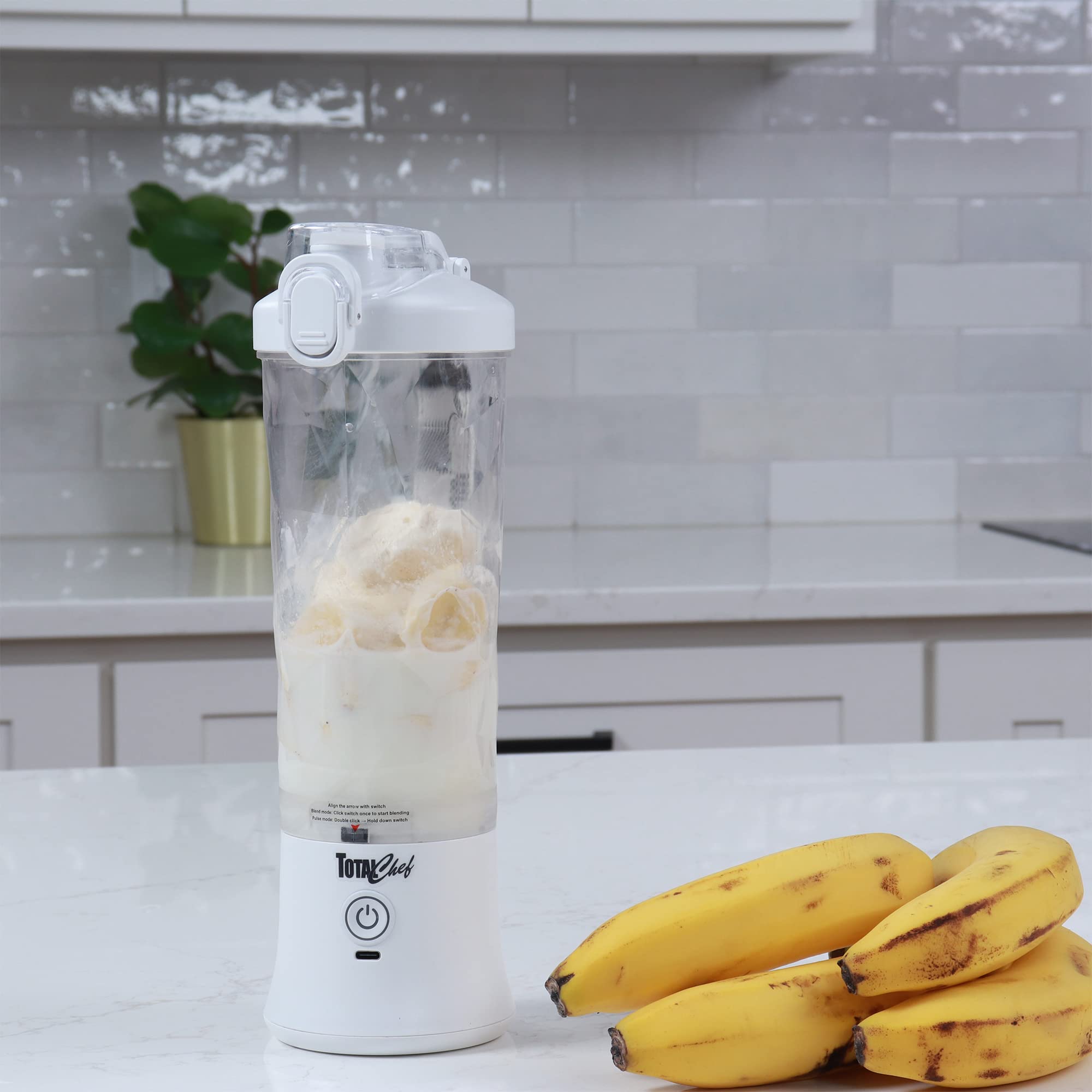Total Chef Mini mixeur portable USB sans fil pour smoothie 600 ml Petit mélangeur pour boissons protéinées, aliments pour bébé, milkshakes, jus de fruits, slushie pour la maison, le bureau, les
