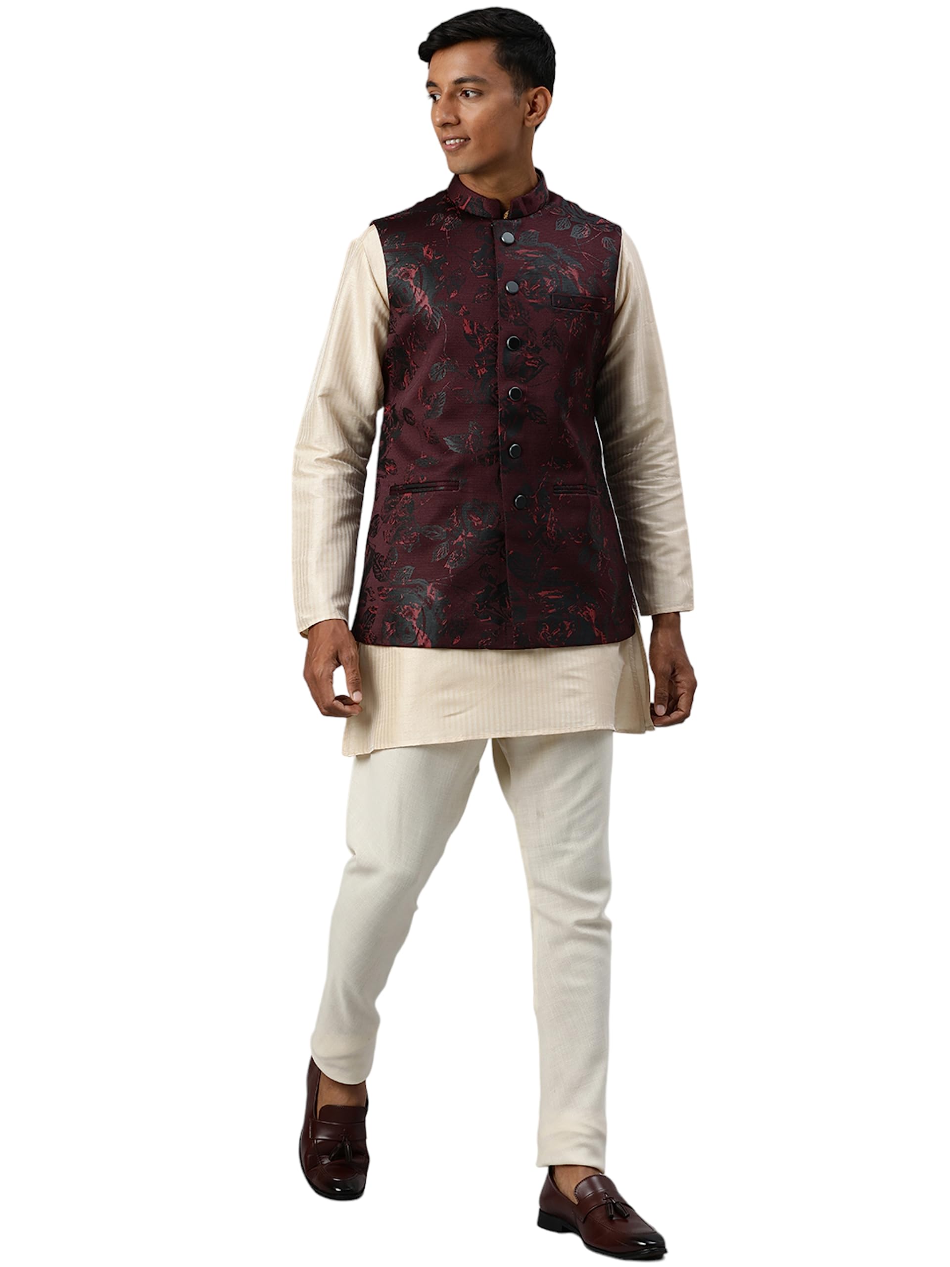manthan Men's Blended Rayon Self Design Sleeveless Jacket-picture-14