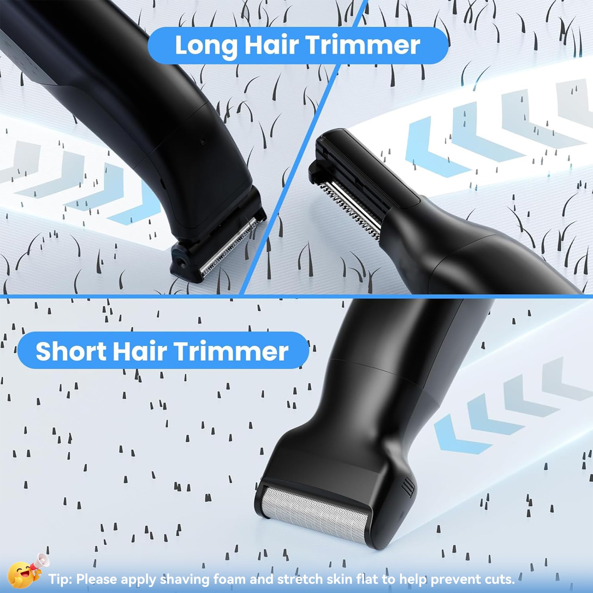 MAXGROOM Tondeuse à barbe et corps pour homme, rasoir électrique 3 en 1 pour le visage, la poitrine, les bras, les jambes, les rasoirs de voyage, tondeuse humide/sèche imperméable