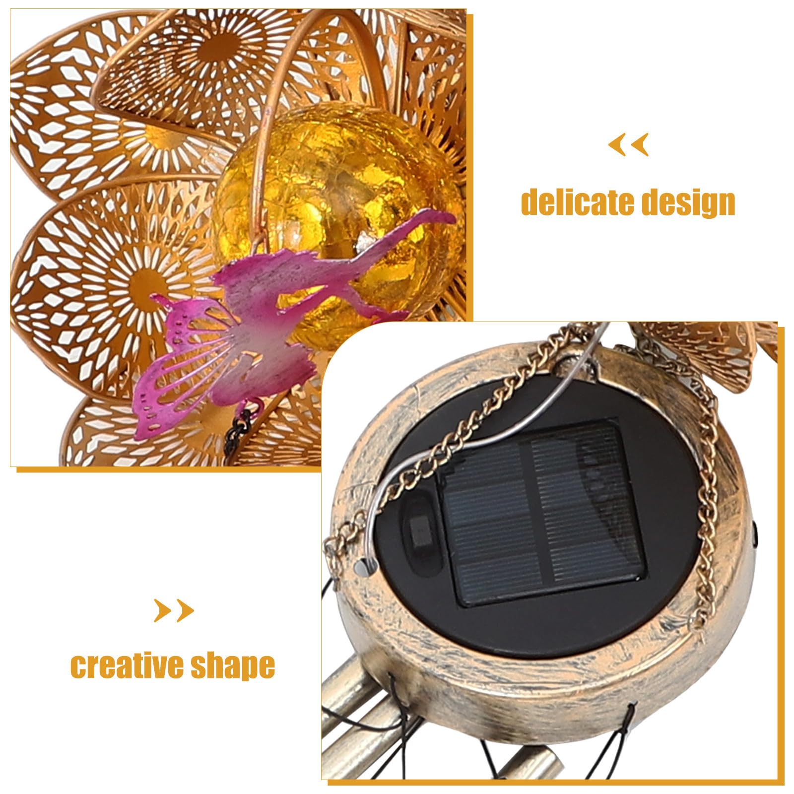 USHOBE Campanellini Sonagli Grandi in Ferro Decorativi per Esterno e Giardino, Campanelli Vento Ip65 per Atmosfera Unica in Cortile e Patio