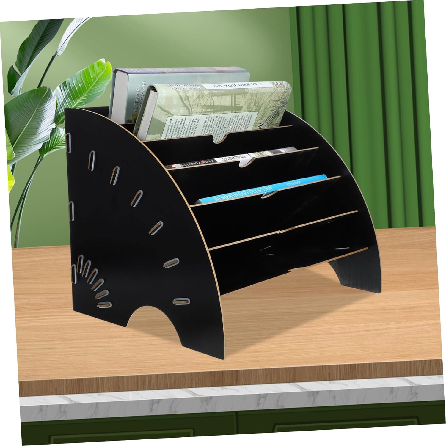 TEHAUX Desktop File Organizer Stand Multi Document Storage Rack for Office and Display Holder Space-Saving Design Lightweight