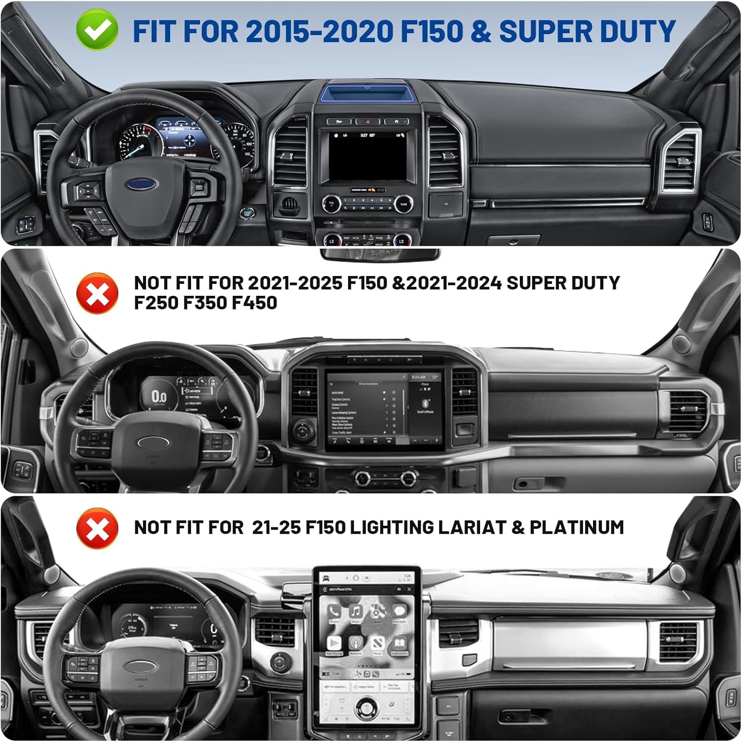 Magnetic Dash Phone Holder for F150, No Punching Required Phone Mount Compatible with 2015-2020