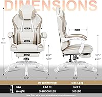Vista 3 de Misolant Silla Gaming, Silla Gamer de Tela con reposapiés para Adultos, Silla Ergonómica de Computadora para Juegos de Respaldo Alto