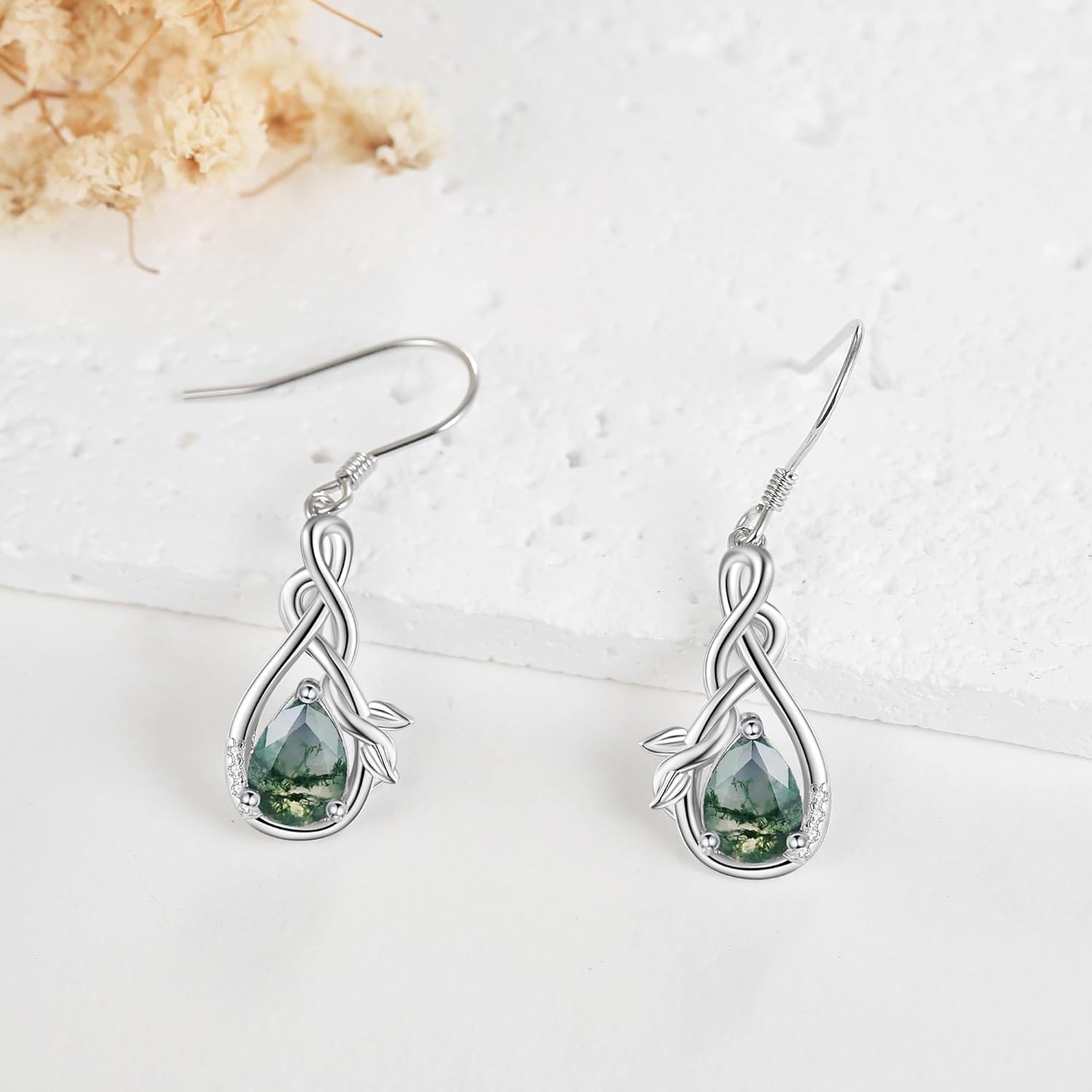 Palm Tree/Moss Agate/Feather/Sewing/Plumeria Earrings 925 Sterling Silver Dangle Earrings Vacation Earrings Jewelry Gifts For Women Female
