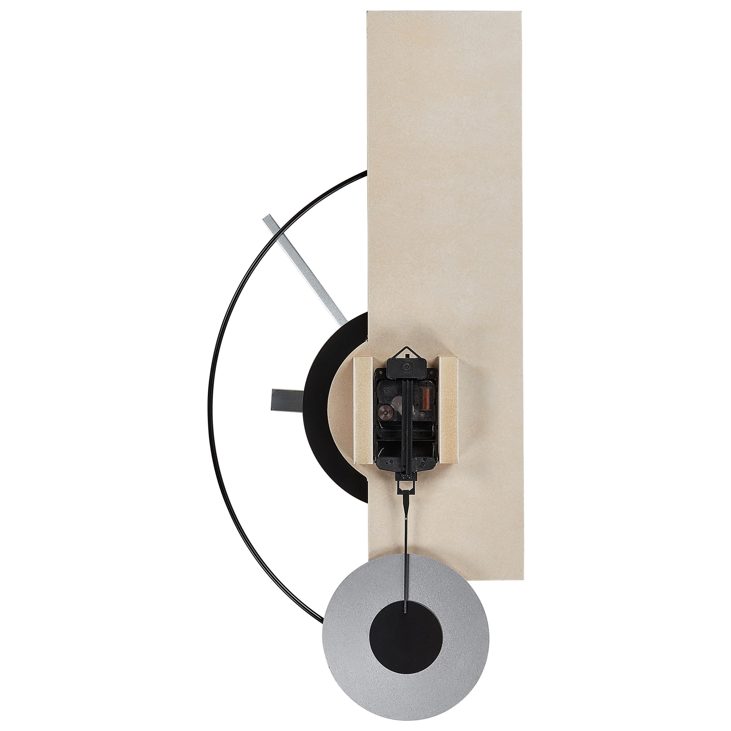 Beliani Reloj de Pared decoración Colgante 31 x 63 cm diseño Moderno con péndulo Decorativo sin números Acero Beige Cevins
