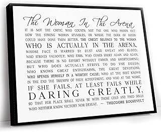 Ladies Bedroom Decor,Woman In The Arena Daring Greatly Framed Canvas,Theodore Roosevelt Quote Framed,Empowering Mothers Day Gift,Job Promotion Graduation Gift,16"x24"Framed Wall Art