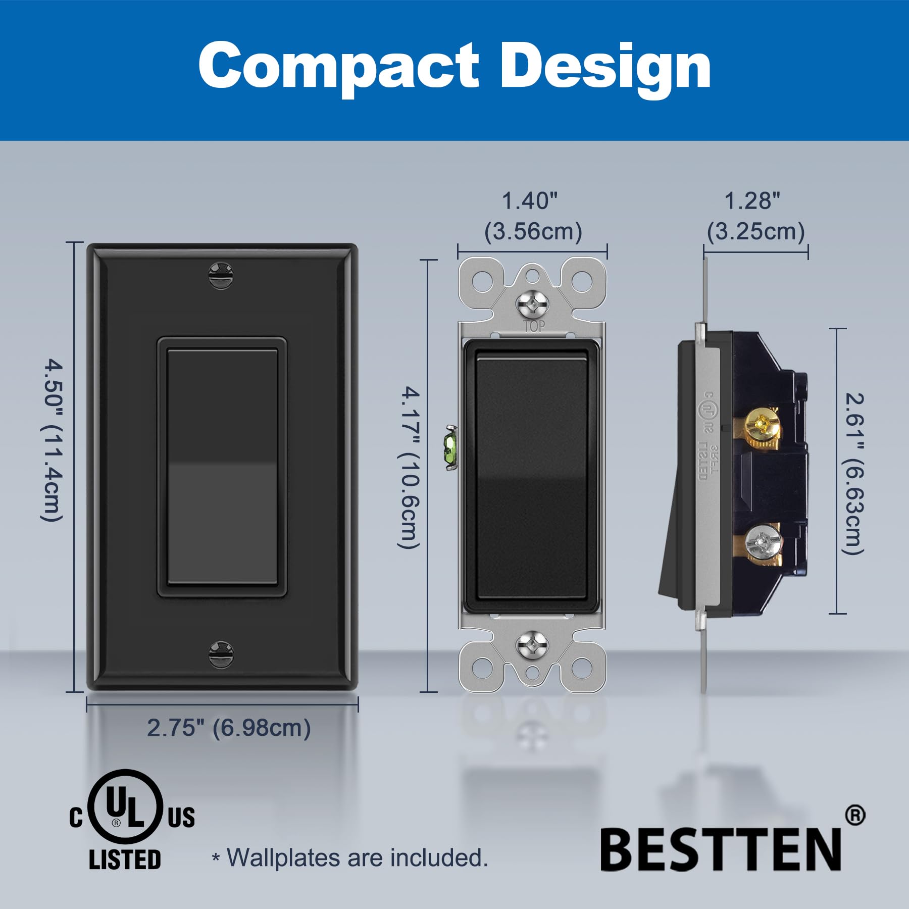 Switch right ブラック 10 Pack] BESTTEN Black Light Switch Interrupter, Rocker Style