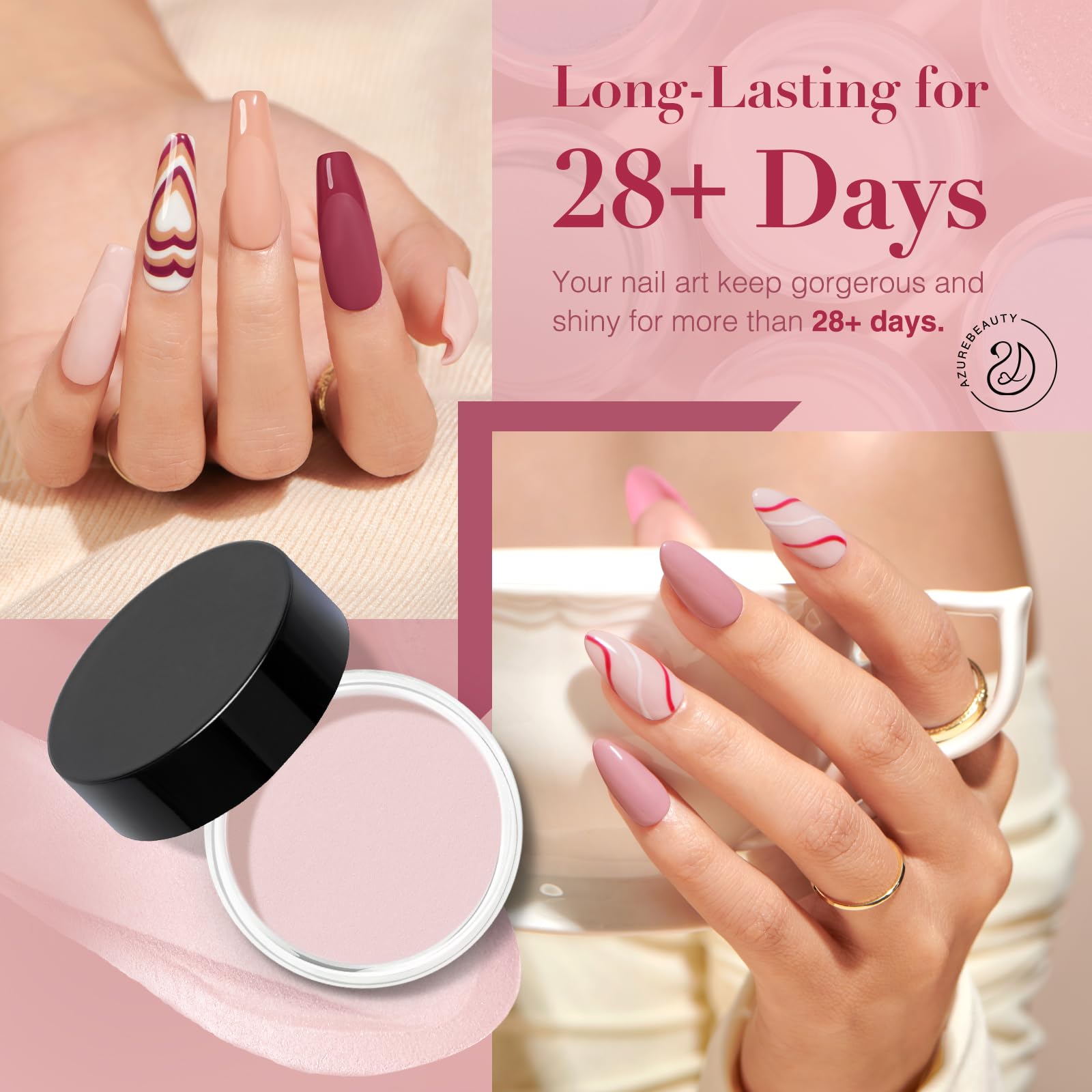 AZUREBEAUTY 31Pcs Dip Powder Nail Kit Starter 20 Colors Pastel Spring Summer Pink Acrylic Dipping Powder Set with Top/Base Coat Activator & Recycling Tray for Macaron French Manicure Salon: Nude Tan Gray Black