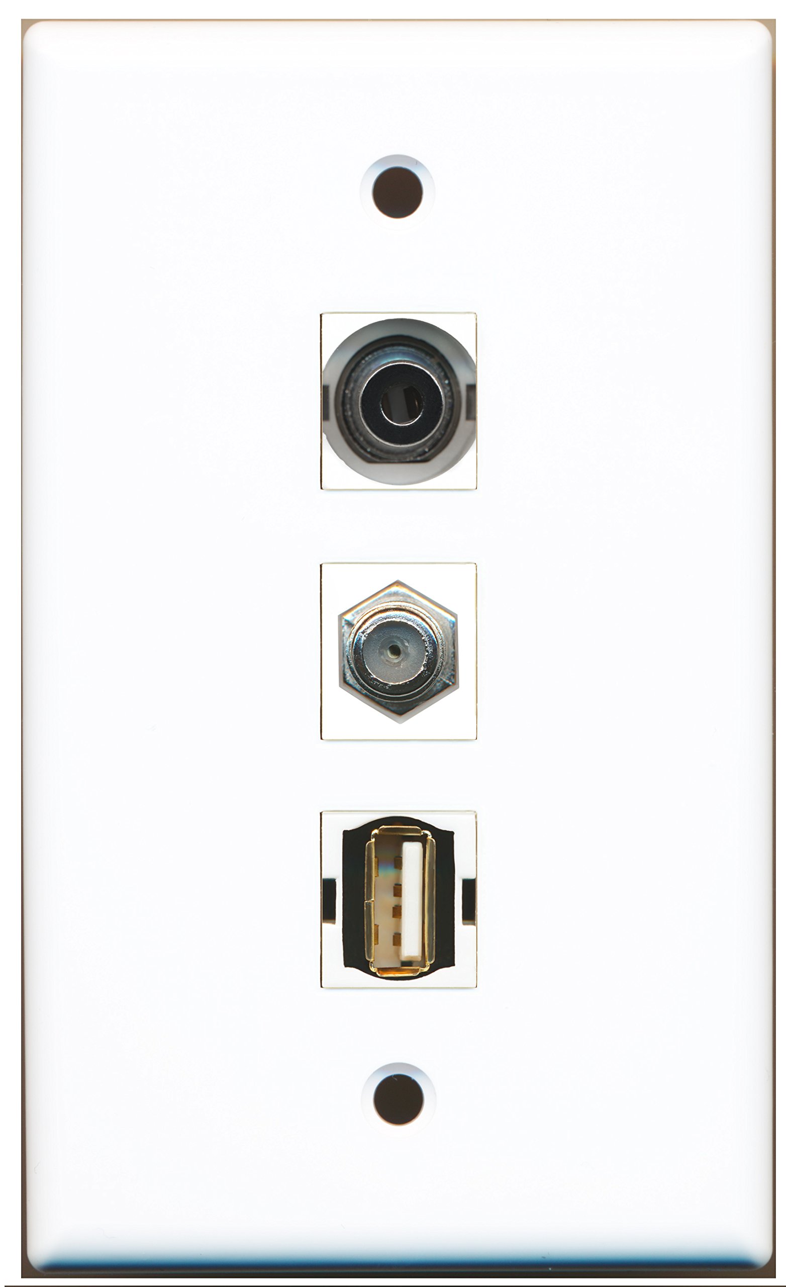 RiteAV - Cavo coassiale TV a 2 porte tipo F e 1 porta USB A-A