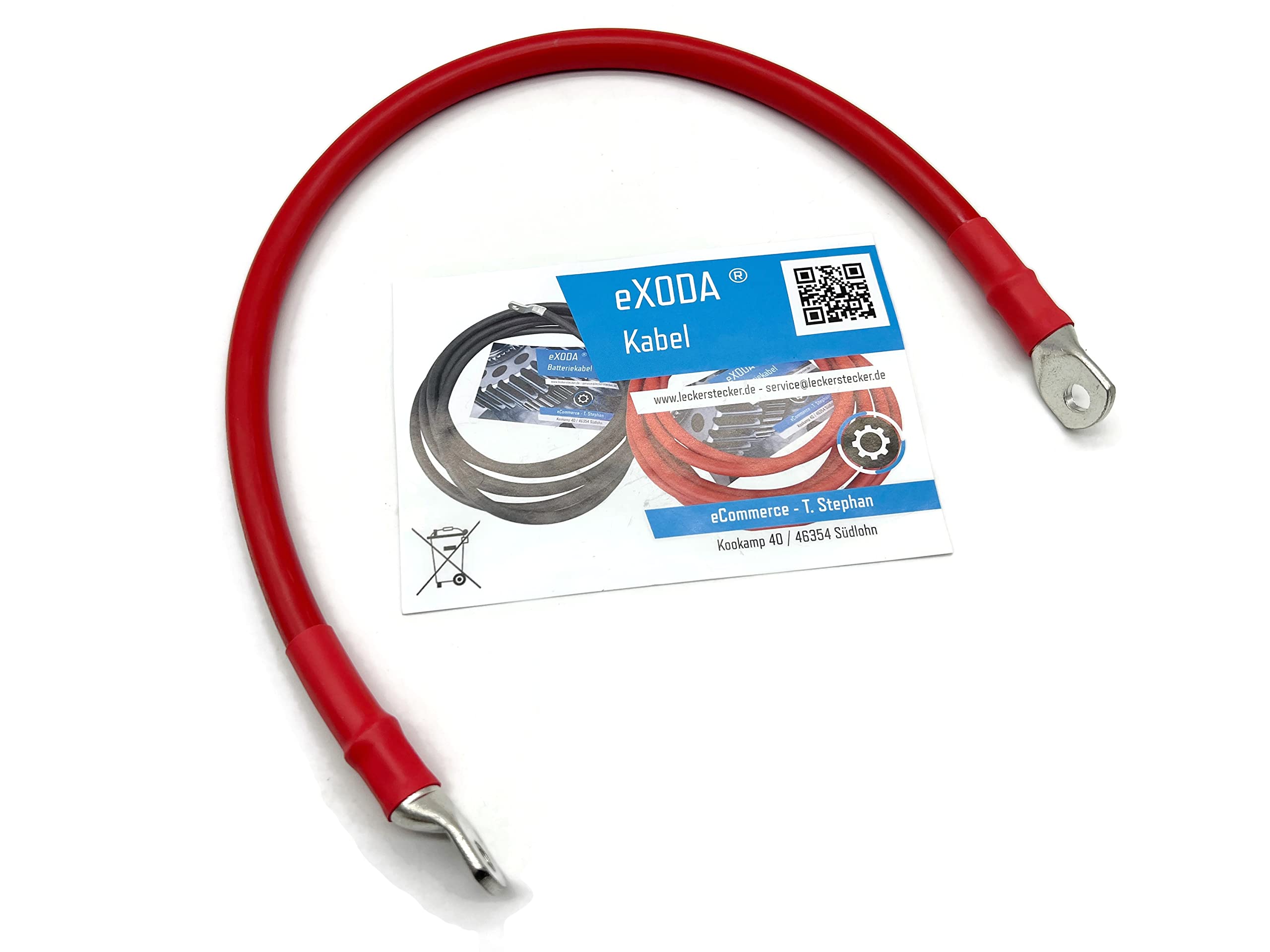Câble Batterie EXODA 50cm 25mm² - Câble Cuivre Flexible Avec Cosses œillets M8 - H07VK